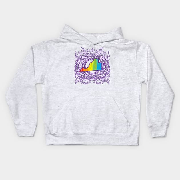 Virginia Mandala Pride Kids Hoodie by Manfish Inc.